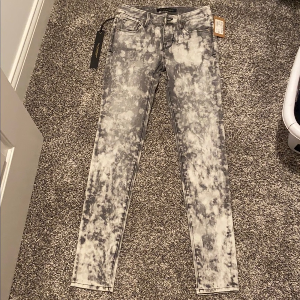 black/grey and white tye dye mid rise jeans
